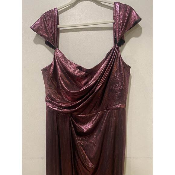 Marchesa Notte Metallic Lame Draped Gown Maxi Dress Women's Size 16 NWOT - Picture 9 of 11